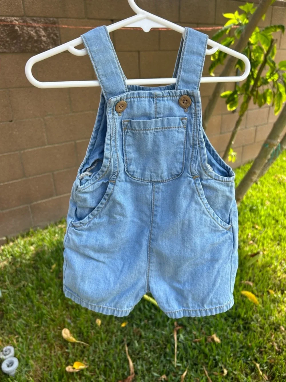 Carter's Light Blue Denim Short Overalls